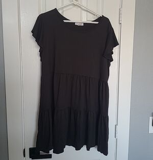 Casual Black Tiered Mini Dress - Unbranded